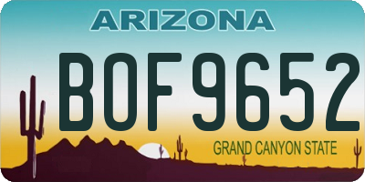 AZ license plate BOF9652