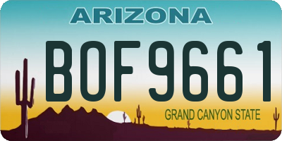 AZ license plate BOF9661