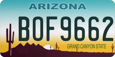 AZ license plate BOF9662