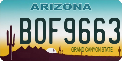 AZ license plate BOF9663