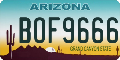 AZ license plate BOF9666
