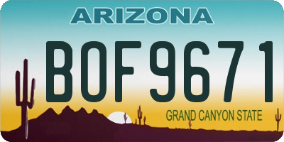 AZ license plate BOF9671