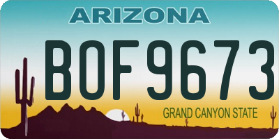 AZ license plate BOF9673