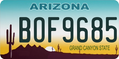 AZ license plate BOF9685