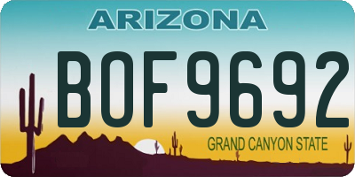 AZ license plate BOF9692
