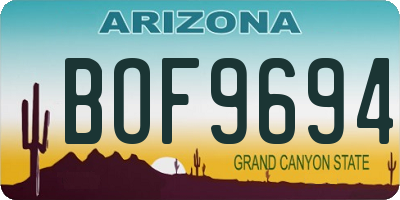 AZ license plate BOF9694