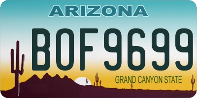 AZ license plate BOF9699