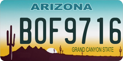 AZ license plate BOF9716