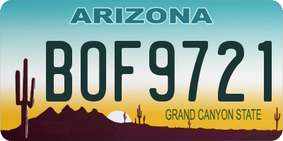 AZ license plate BOF9721