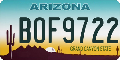 AZ license plate BOF9722