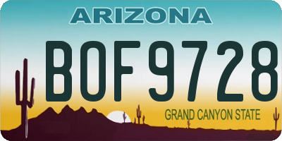 AZ license plate BOF9728