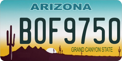 AZ license plate BOF9750