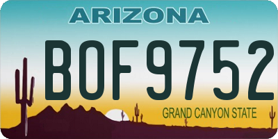 AZ license plate BOF9752