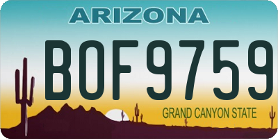 AZ license plate BOF9759