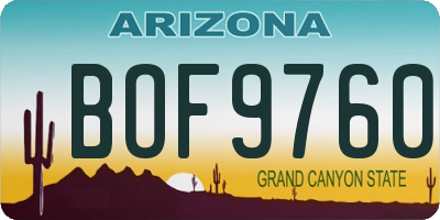 AZ license plate BOF9760