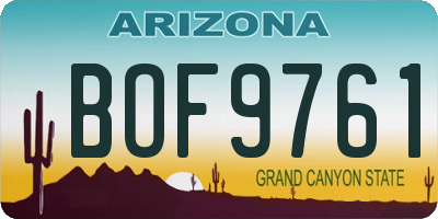 AZ license plate BOF9761