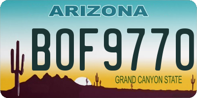 AZ license plate BOF9770