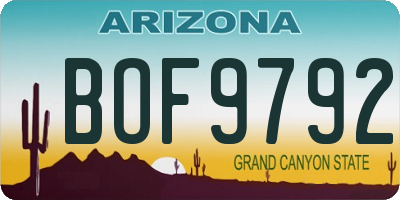 AZ license plate BOF9792