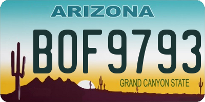 AZ license plate BOF9793
