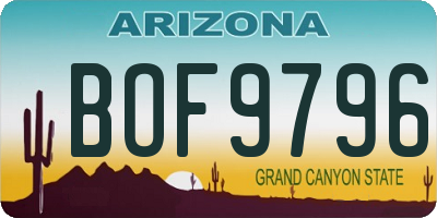 AZ license plate BOF9796