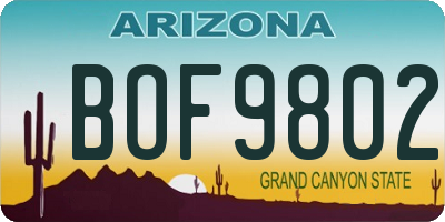 AZ license plate BOF9802