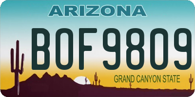 AZ license plate BOF9809