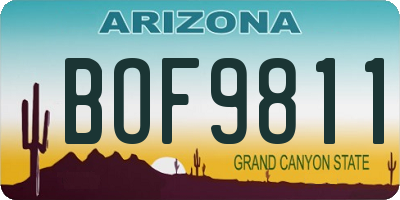 AZ license plate BOF9811