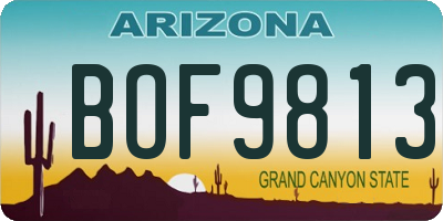AZ license plate BOF9813