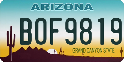 AZ license plate BOF9819