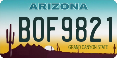 AZ license plate BOF9821