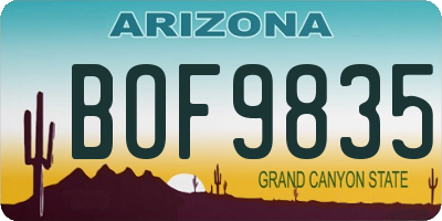 AZ license plate BOF9835