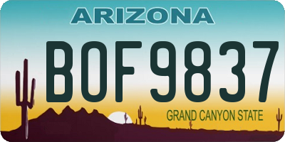 AZ license plate BOF9837