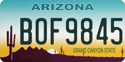 AZ license plate BOF9845