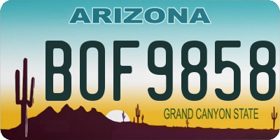 AZ license plate BOF9858