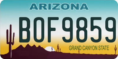 AZ license plate BOF9859