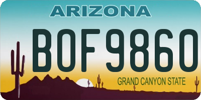 AZ license plate BOF9860