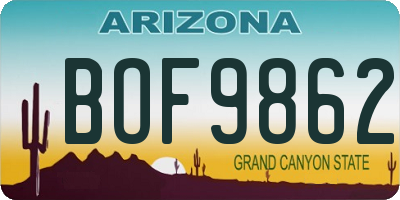 AZ license plate BOF9862