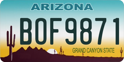 AZ license plate BOF9871