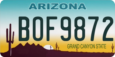 AZ license plate BOF9872