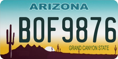 AZ license plate BOF9876