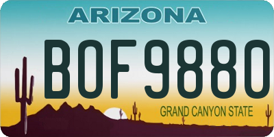 AZ license plate BOF9880