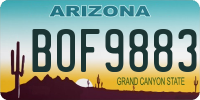AZ license plate BOF9883
