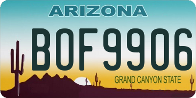 AZ license plate BOF9906
