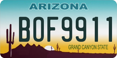 AZ license plate BOF9911