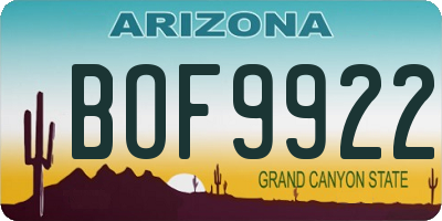 AZ license plate BOF9922