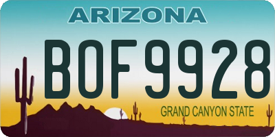 AZ license plate BOF9928