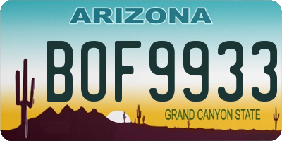 AZ license plate BOF9933
