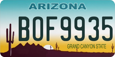 AZ license plate BOF9935