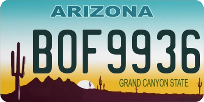 AZ license plate BOF9936