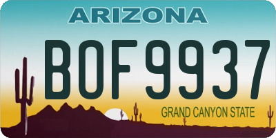 AZ license plate BOF9937